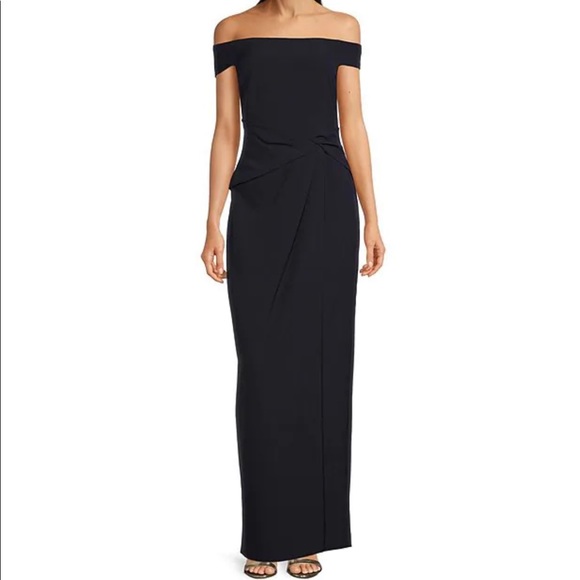 Lauren Ralph Lauren Dresses & Skirts - Black LAUREN Ralph Lauren Saran Crepe Off-the-Shoulder Front Twist Gown